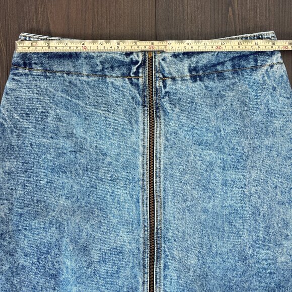 VTG Stonewashed Denim Skirt Juniors Size 13 100% Cotton Front Zip Y2K Streetwear - Picture 8 of 11